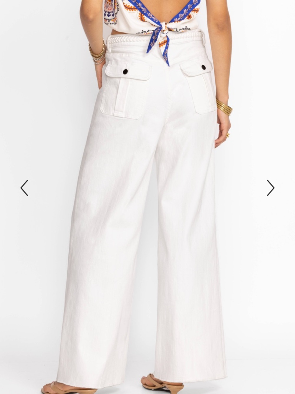 Johnny Was NWT Braided Wide Leg Jeans Sz 25 White - Picture 2 of 6
